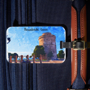 Thessaloniki Greece Watercolor Artwork Luggage Tag