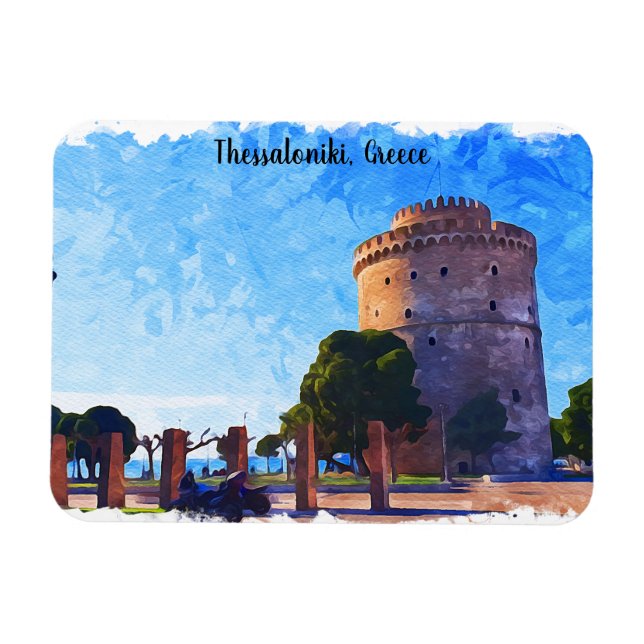 Thessaloniki Greece Watercolor Artwork Magnet (Horizontal)