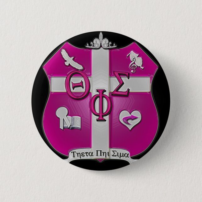 theta phi sigma shield 6 cm round badge (Front)