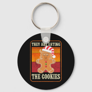 They Are Eating The Cookies Christmas Trump Humour Key Ring