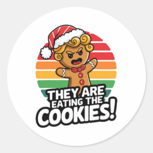 They Are Eating The Gingerbread Christmas Humour T Classic Round Sticker