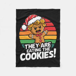 They Are Eating The Gingerbread Christmas Humour T Fleece Blanket