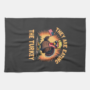 They Are Eating the Turkey Trump Vance Tea Towel