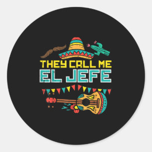 They Call Me El Jefe Guitar Cinco De Mayo Music Bo Classic Round Sticker