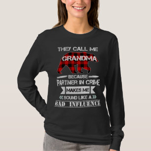 They Call me Grandma Bear Red Plaid Matching Pajam T-Shirt