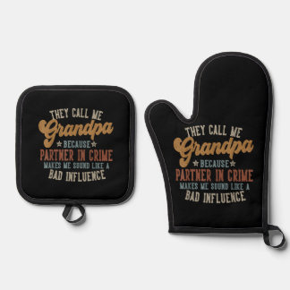 They Call Me Grandpa Funny Father's Day Grandpa Oven Mitt & Pot Holder Set