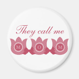 They Call Me Mum Plaid Tulips Magnet (Pink)