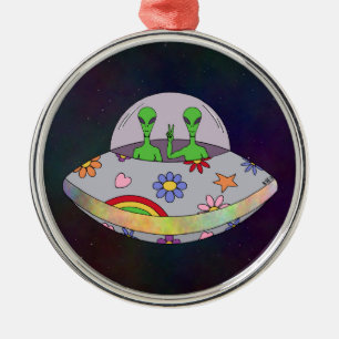 They Come in Peace UFO Metal Ornament