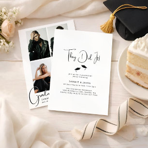 They Did It! 4 Photo Collage Graduation Party Invitation