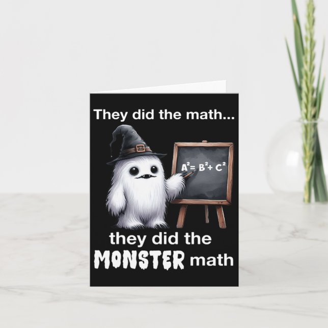 They Did The Monster Math Yeti Funny Halloween Tea Card (Front)