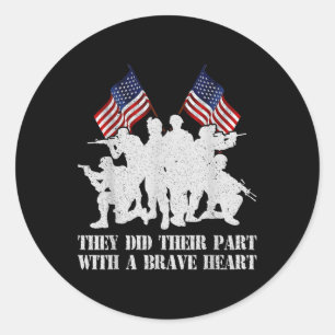 They Did Their Part With A Brave Heart Usa Memoria Classic Round Sticker