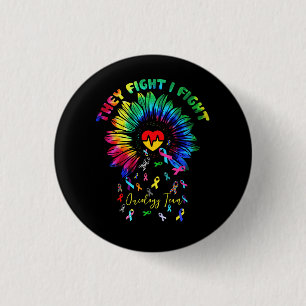 They Fight I Fight Oncology Team Sunflower Oncolog 3 Cm Round Badge
