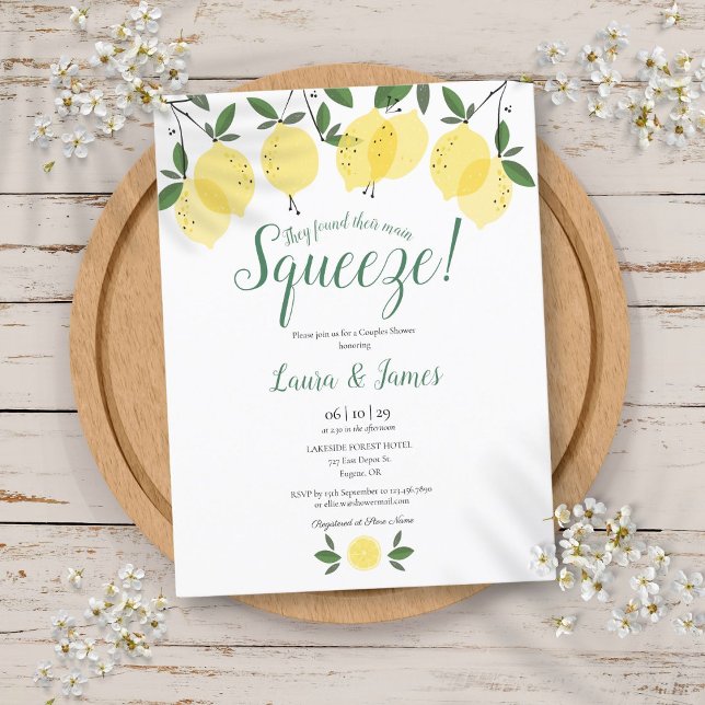 They Found Their Main Squeeze Lemon Bridal Shower Announcement Postcard (They Found Their Main Squeeze Lemon Bridal Shower Announcement Postcard)