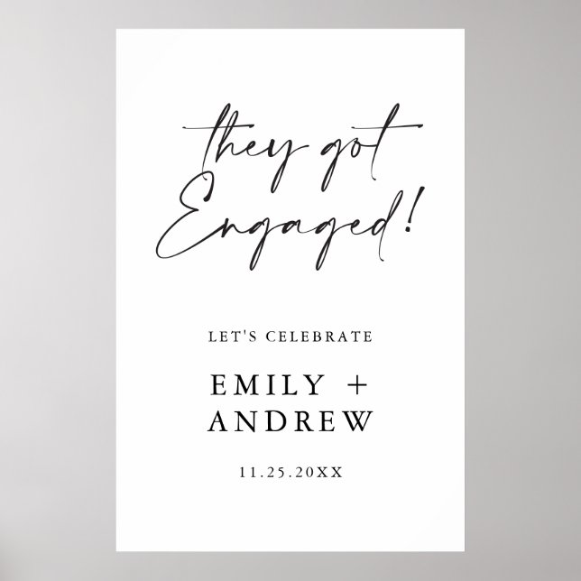 They got Engaged! Engagement Party Welcome Poster (Front)