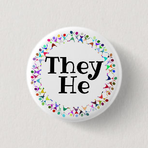 They He Pronouns in Human Figures Circle Button