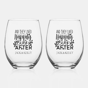 They Lived Happily Ever After Stemless Wine Glass