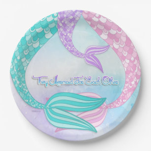 They Mermaid For Each Other Paper Plate
