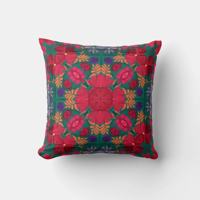 they mexican textile flowers cushion (Front)