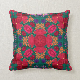 they mexican textile flowers cushion
