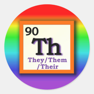 They - Periodic Table gender pronoun on rainbow Classic Round Sticker