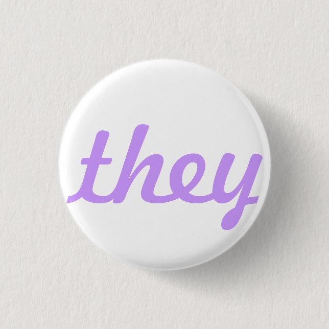 they pronoun button/pin 3 cm round badge (Front)