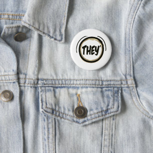 THEY Pronoun Rainbow Circle Pride 6 Cm Round Badge