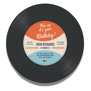 They Say It's Your Birthday Vintage Record Invitation