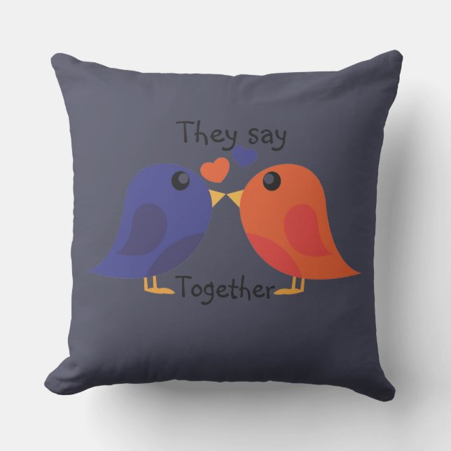 They Say Together Navy Decorative Pillow (Front)