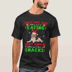They See You Eating Christmas Reindeer Santa Beagl T-Shirt