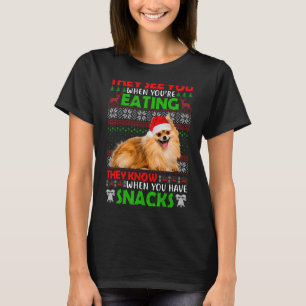 They See You When You're Eating Pomeranian Santa U T-Shirt