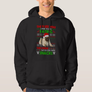 They See You When You're Eating Pug Santa Ugly Xma Hoodie