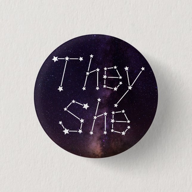 They/She Galaxy Starry Night Sky Constellation Pro 3 Cm Round Badge (Front)