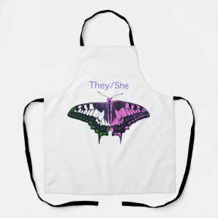 They/She Non-Binary Flag Swallowtail Butterfly Apron