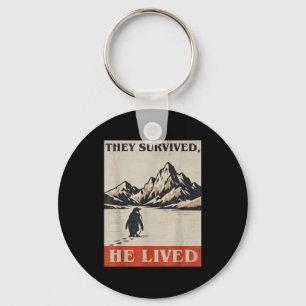 They survived he lived penguin mountain hiking key ring
