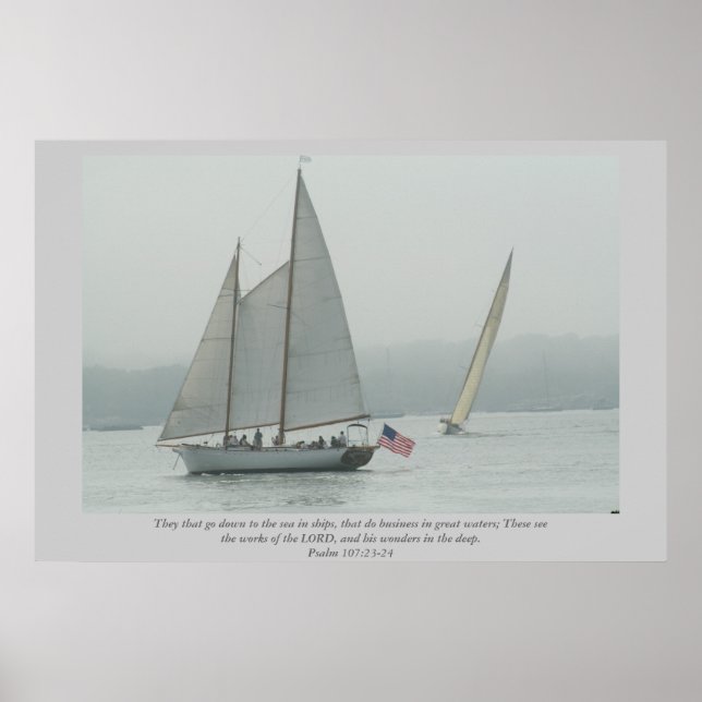 They that go down to the sea in ships... Scripture Poster (Front)
