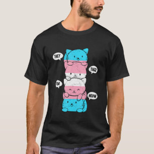 They Their Them Meow Cats Transgender Flag Lgbt Pr T-Shirt