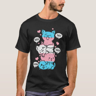 They Their Them Meow Cats Transgender Flag Lgbt Pr T-Shirt