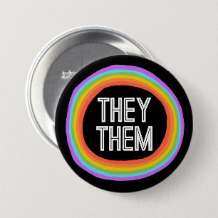 THEY THEM Colorful Gender Rainbow Circle Pronouns 7.5 Cm Round Badge