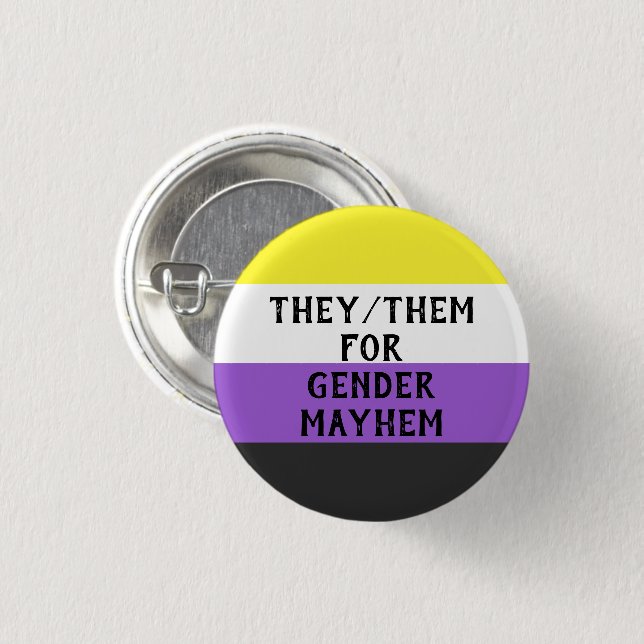 They/Them for Gender Mayhem Button (on Enby flag) (Front & Back)