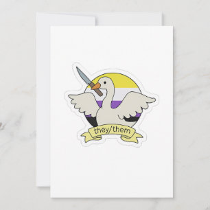 They Them Goose Non binary LGBT Pride Month Invitation