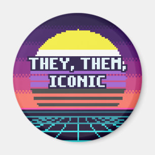 They, Them, Iconic Nonbinary Pride Pixel Magnet