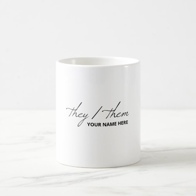 They Them in Script Font White Mug (Center)