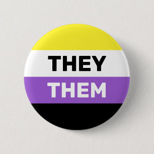 THEY/THEM Non-binary Gender Flag Colors 6 Cm Round Badge