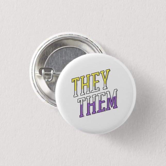 They Them Nonbinary Colours 3 Cm Round Badge (Front & Back)
