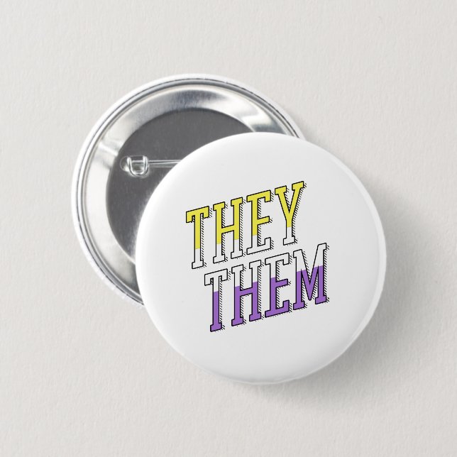 They Them Nonbinary Colours 6 Cm Round Badge (Front & Back)