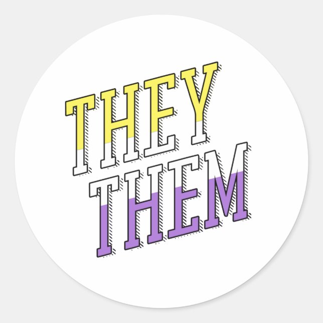 They Them Nonbinary Colours Classic Round Sticker (Front)
