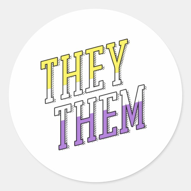 They Them Nonbinary Colours Classic Round Sticker (Front)