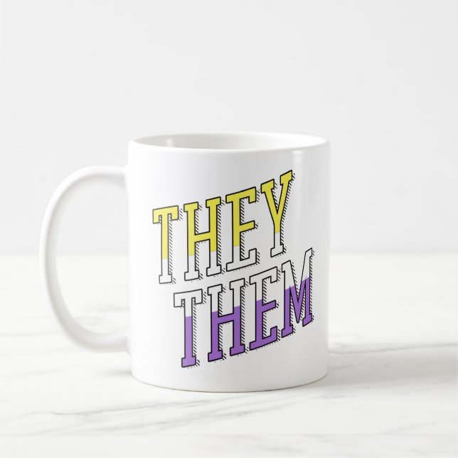 They Them Nonbinary Colours Coffee Mug (Left)