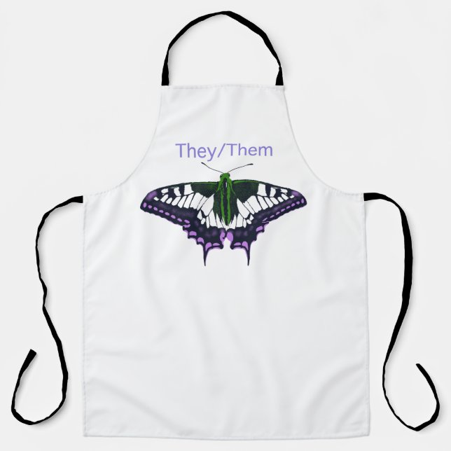 They/Them Nonbinary Pride Swallowtail Butterfly Apron (Front)
