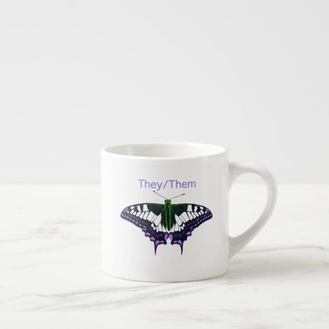They/Them Nonbinary Pride Swallowtail Butterfly Espresso Cup (Right)